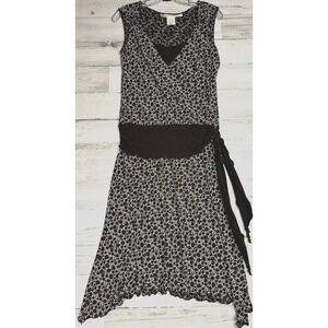 Vintage 90s Max Studio Womens Small Drop Waist Brown Pattern Dress Y2K RomCom